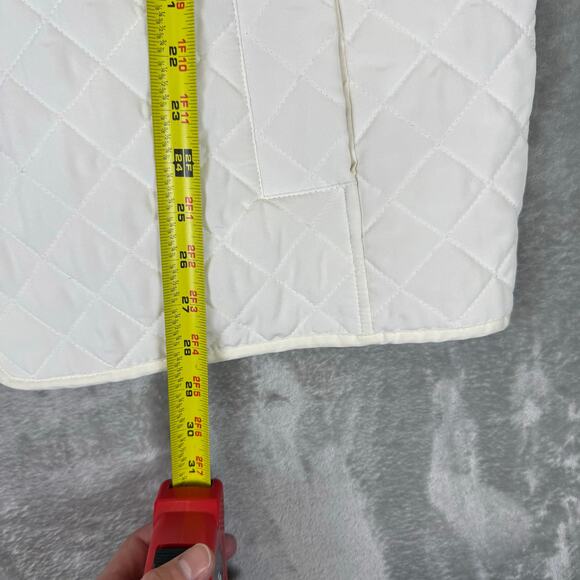 Chico's Quilted Jacket Off White Coat Tortoise Buttons Women’s size 3 - Picture 4 of 5